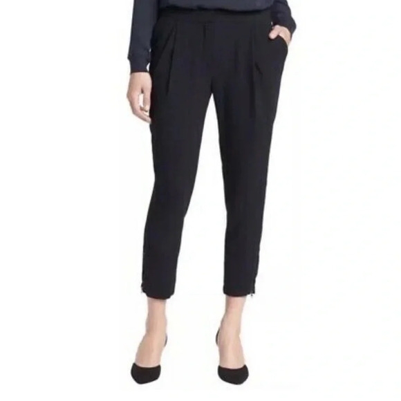 Vince Zipper Hem Pants Jogger Pleated Front Pockets Black High Rise Size 2 - Picture 8 of 8